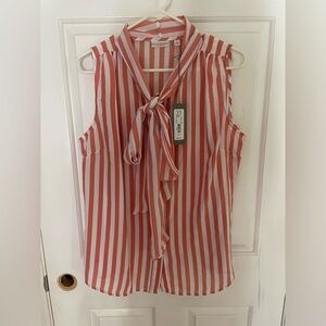 NWT Eva Mendez by NY and Co striped, sleeveless bow blouse